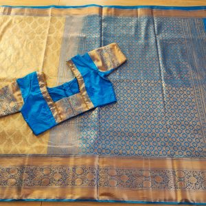 Pure Kanchipuram Silk Saree in cream colour
