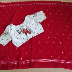 Premium Quality Georgette Saree in Red colour