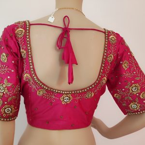 Maggam Work Blouse - Rani Pink