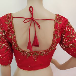 Maggam Work Blouse - Light Maroon Red