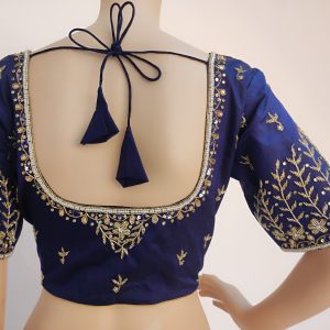 Maggam Work Blouse - Navy Blue