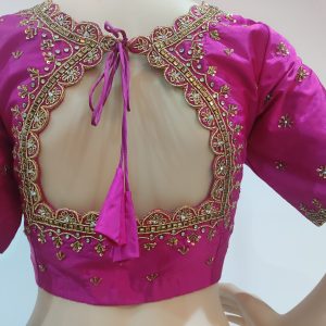 Maggam Work Blouse - Rani Pink